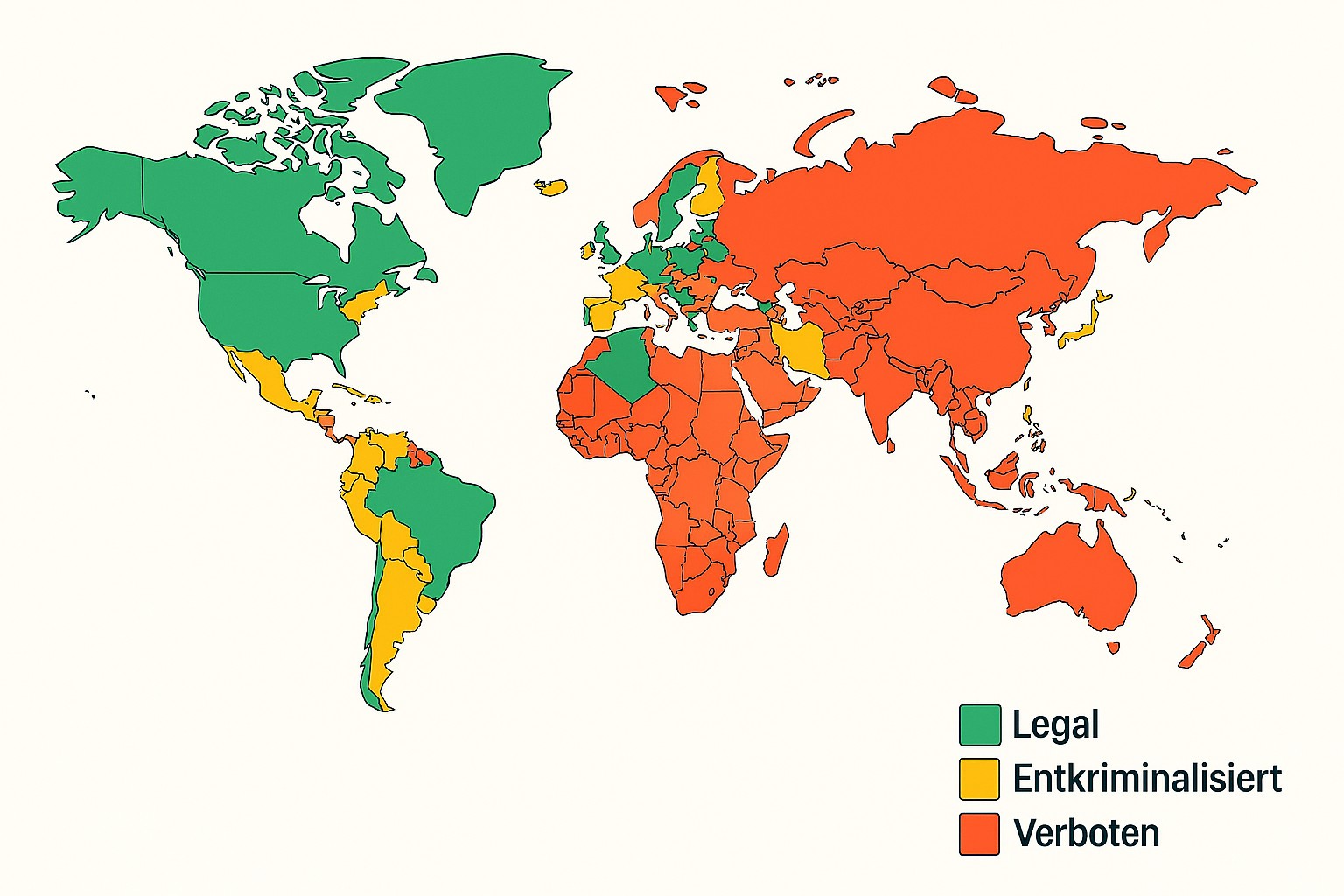 Internationaler Vergleich: Wo ist <strong>Cannabis legal</strong>, <strong>entkriminalisiert</strong> oder <strong>verboten</strong>?